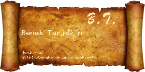 Benek Tarján névjegykártya